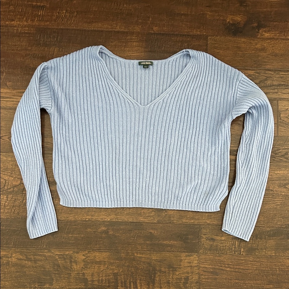 Wild Fable Sky Blue Ribbed Knit Top